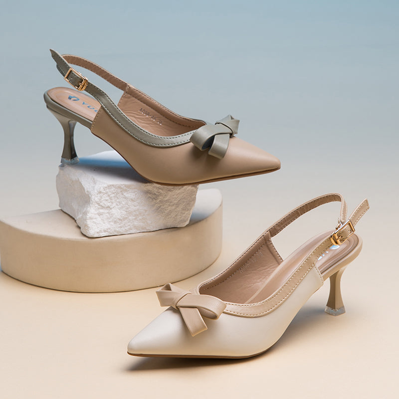 VDEN Pointed Stiletto Heels Mid Heel (2INCH) A098-48 New Korea Women Shoes Bow Shoe Buckle