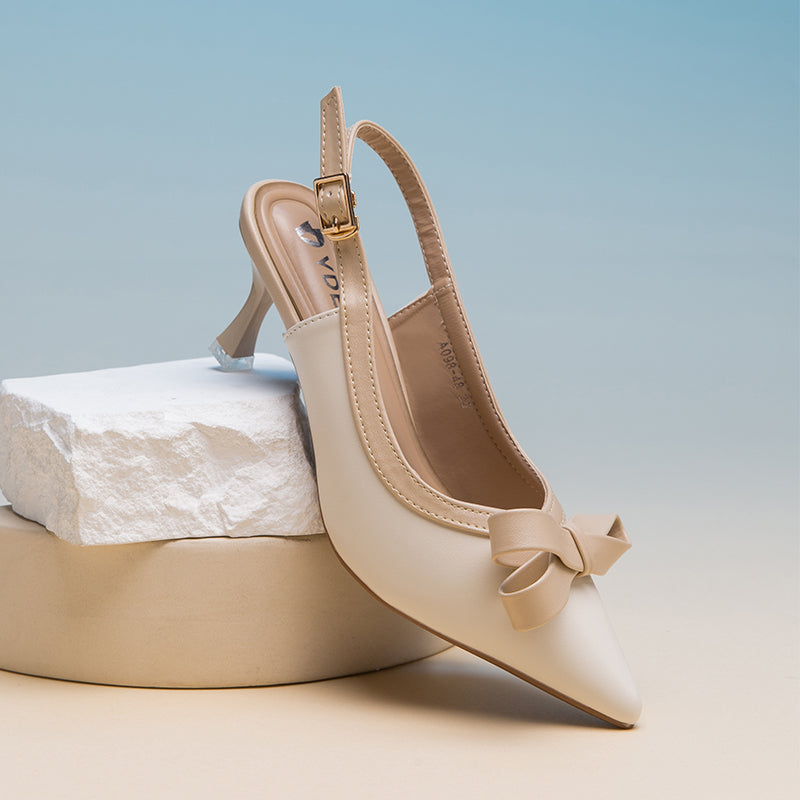 VDEN Pointed Stiletto Heels Mid Heel (2INCH) A098-48 New Korea Women Shoes Bow Shoe Buckle
