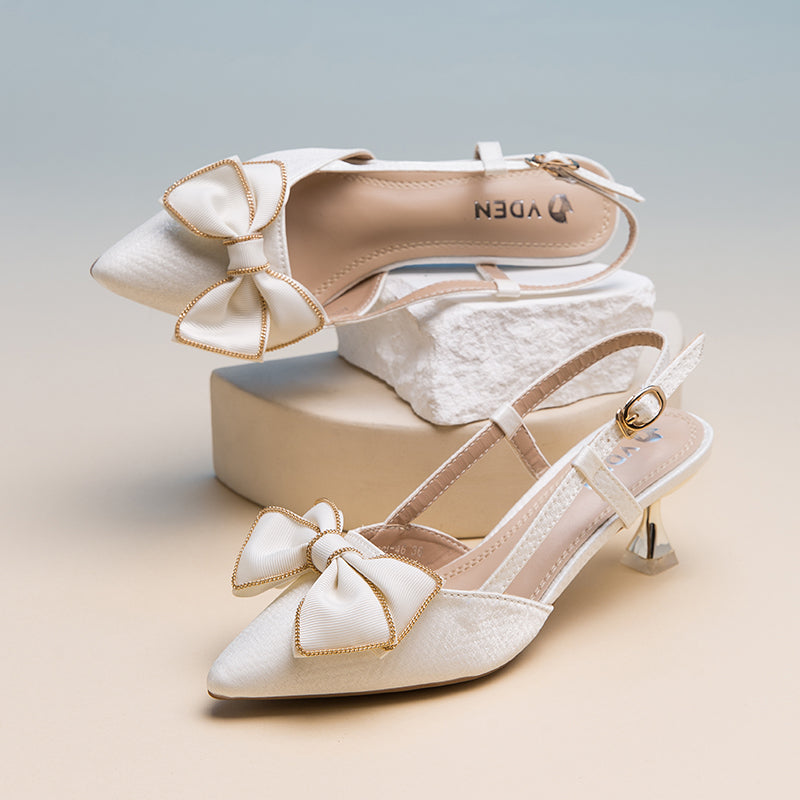 VDEN Pointed Stiletto Heels Mid Heel (2INCH) A098-46 New Korea Women Shoes Bow Shoe Buckle A098-46