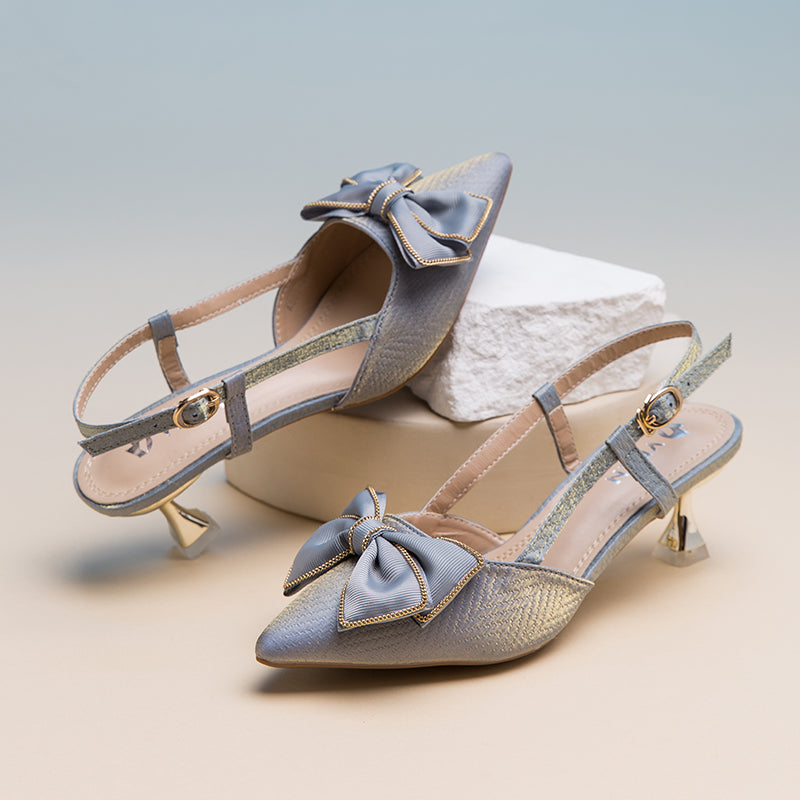 VDEN Pointed Stiletto Heels Mid Heel (2INCH) A098-46 New Korea Women Shoes Bow Shoe Buckle A098-46
