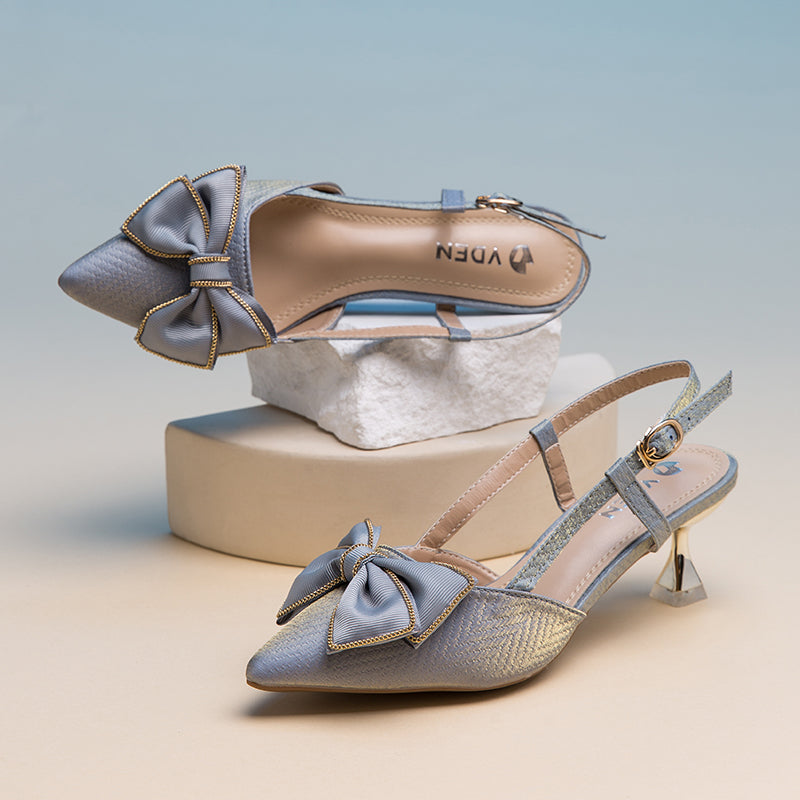 VDEN Pointed Stiletto Heels Mid Heel (2INCH) A098-46 New Korea Women Shoes Bow Shoe Buckle A098-46