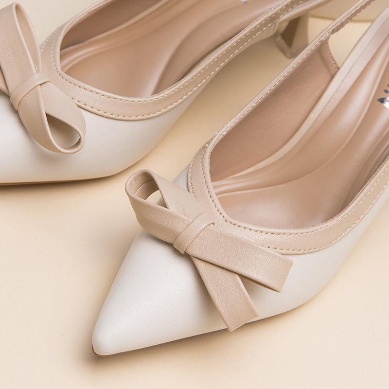 VDEN Pointed Stiletto Heels Mid Heel (2INCH) A098-48 New Korea Women Shoes Bow Shoe Buckle