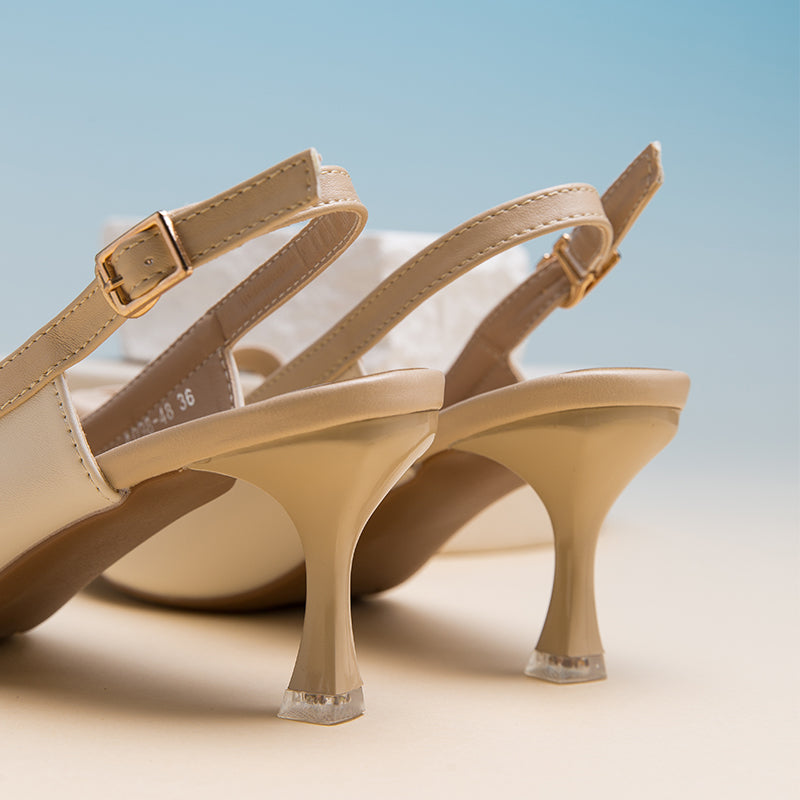 VDEN Pointed Stiletto Heels Mid Heel (2INCH) A098-48 New Korea Women Shoes Bow Shoe Buckle
