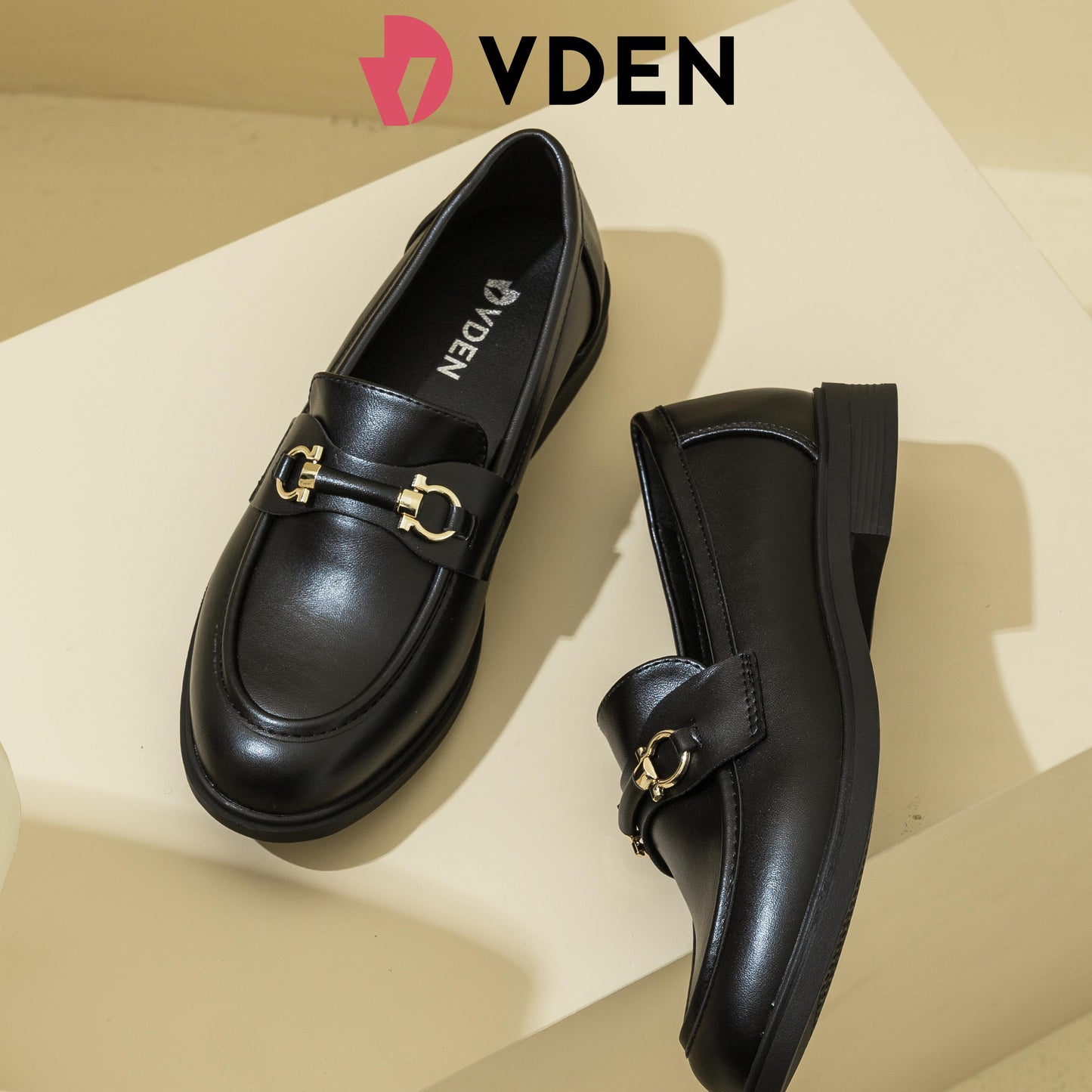 VDEN Loafers For Women Chunky Platform Penny Loafers Slip On School Shoes 1INCH/2.5CM 7123-1B Women's Loafers Slip-On Leather Shoes Low Heel Round Head Formal Korean Style British Style Slip-on Flat Shoes Soft Sole Versatile