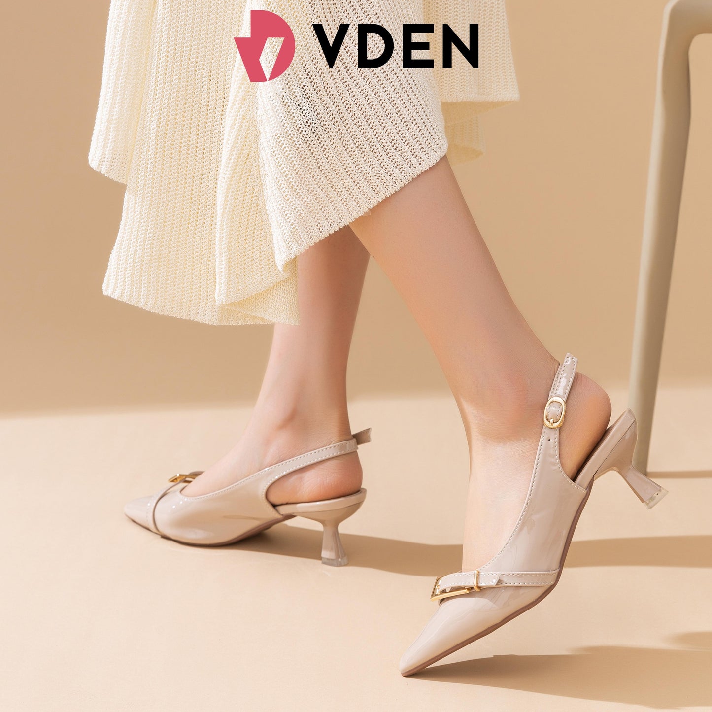 VDEN Pointed Toe Toe Heel Lace-up Summer Women's Shoes High-heeled Sandals 2.5INCH/6.4CM HZ07 Korean Kitten Heels Patent Leather Simple Slingback Shoes Elegant Intellectual Heels