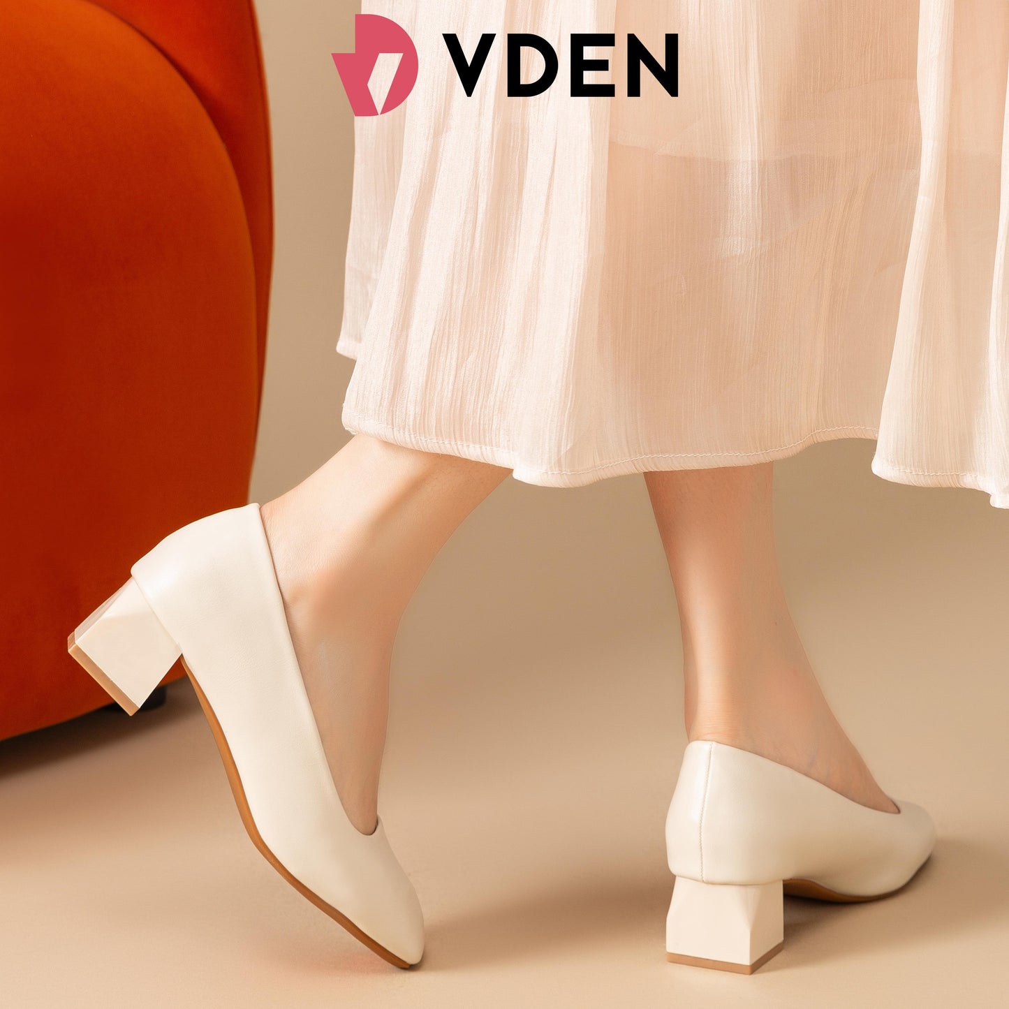 VDEN Slip-on Square Toe Mid Heel Dress Pumps Shoes For Women 1.7INCH/4.4CM 558-46 Simple Student Black Heel Shoes Office Thick Heel Women's Shoes