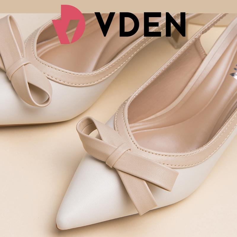 VDEN Pointed Stiletto Heels Mid Heel (2INCH) New Korea Women Shoes Bow Shoe Buckle A098-48