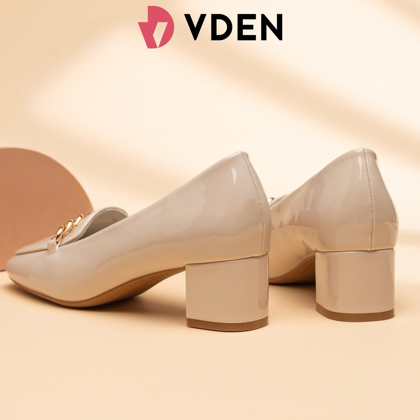 VDEN Loafer Heels Buckle Square Toe Shoes for Women 6CM/2.5INCH Women's Square Toe Thick Heel Office Shoes 78-Q1 Patent Leather Thick Heel Commuter Heels Classy