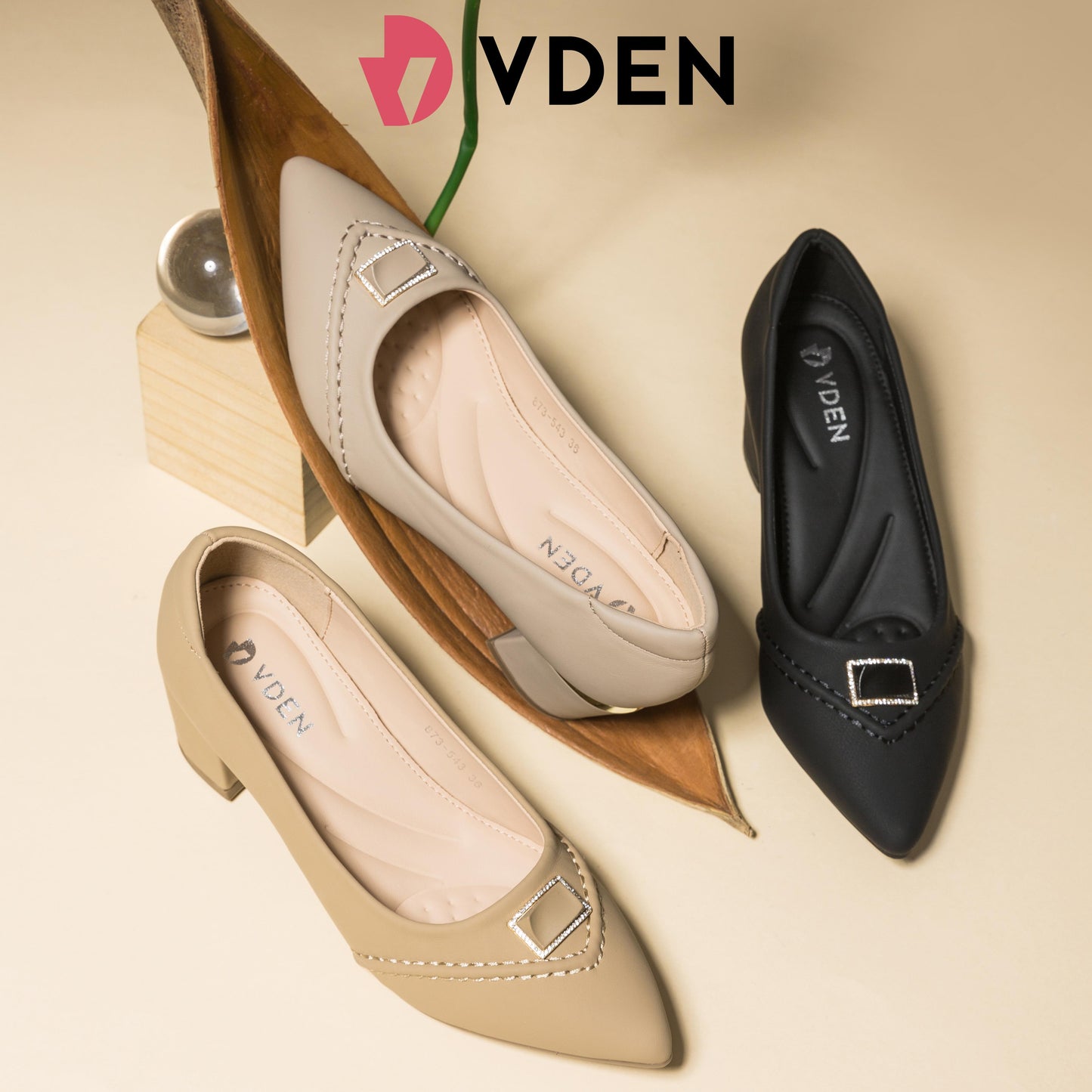 VDEN Women's Office Thick Heel Pointed Shoes 2INCH/5.2CM 873-543 Women‘s Chic Pump Shoe Carnival Business Pointed Toe High-Heel Lady Fashion Career Shoes