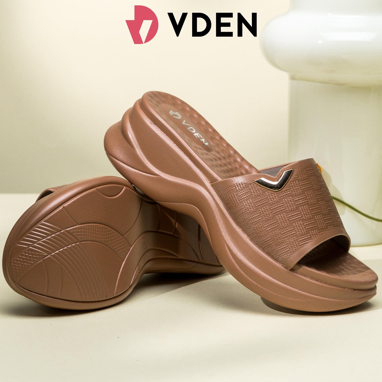 VDEN Fashionable Slip-On Open-Toe Wedges For Women 2INCH/5CM 1658-12 Women's Platform Sandals Walking Shoes Height Increasing Sandals Massage Insoles Classy Footwear Elegant Comfort Heels