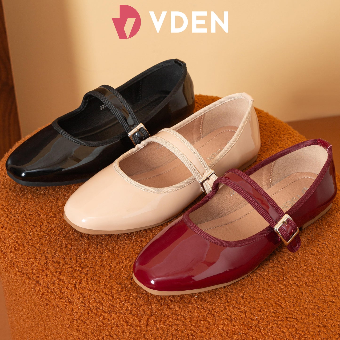 VDEN Women's Slip on Flats Classy Square Toe Solid Classic Mary Jane Ballet Flat Shoes 0.4INCH/1CM 3368-1 Patent Leather Korean Preppy Mary Jane Flats Women Shoes