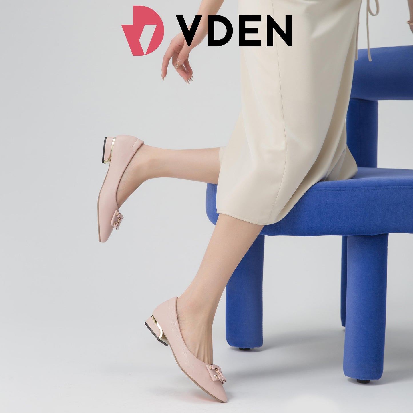 VDEN Pointed Toe Low Heel (1INCH) Shoes Stylish Commuter Slip-on Shoes 1288-595