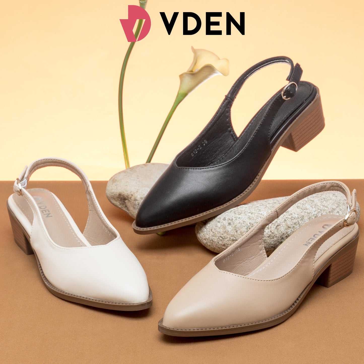 VDEN Slingback Comfortable and Stylish Block Heel Sandal for Office Casual Formal Wear 1.7INCH/4.3CM 812-2 Retro Wood Grain Block Heel Shoes For Women Back Strap Sandals Women's Office Shoes