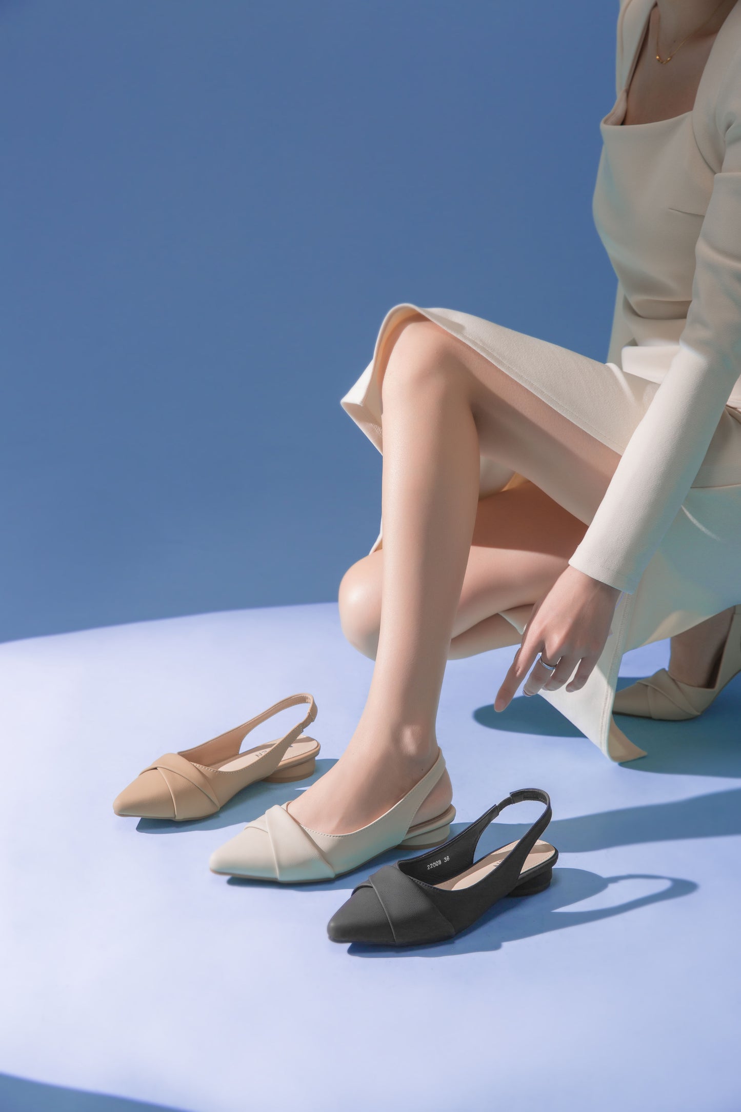 VDEN Pointed Mules Sling back Flat Shoes 22008 Pointed Toe Flat Heel (1 cm or less) Summer