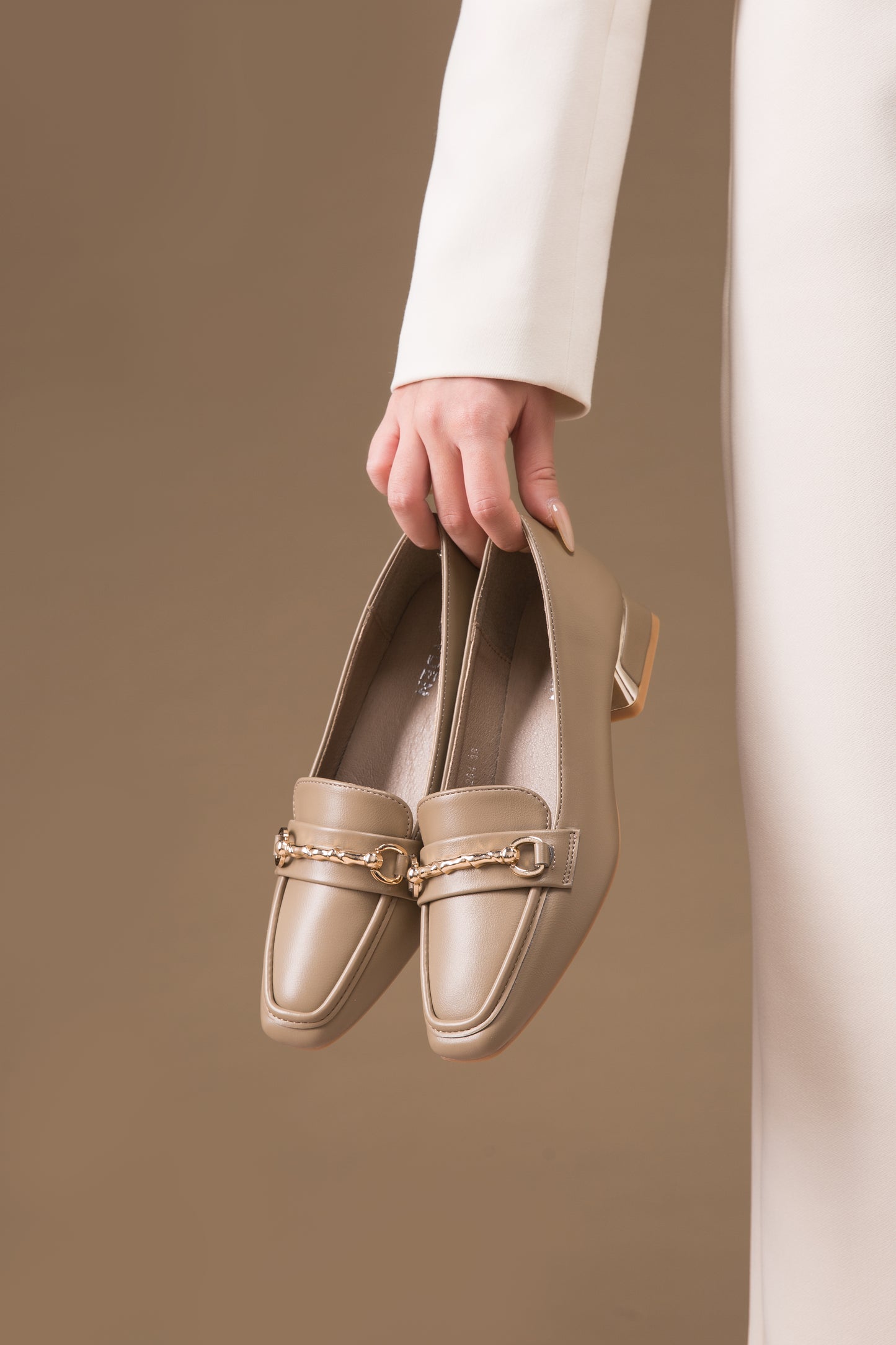 VDEN Square-toe Loafers For Women (F78-284) Slip-Ons 2024 New Retro Genuine Leather Thick Heel French