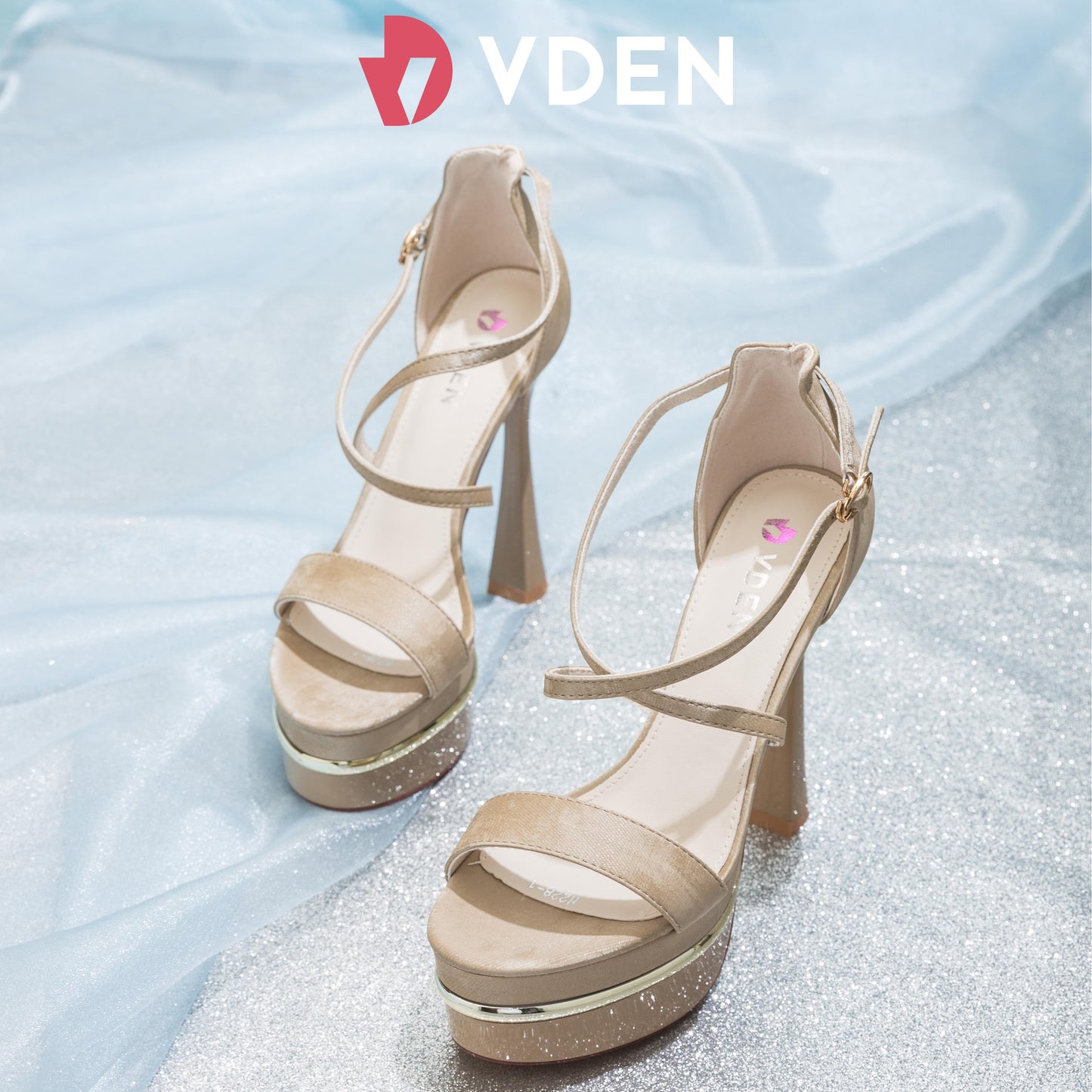 VDEN Women Sexy Cross Strappy High Heeled Sandals 5.2INCH/13.2CM Ultra High Heel Sandals Pageant High Heels H228-1 Party Dance Platform High Heels