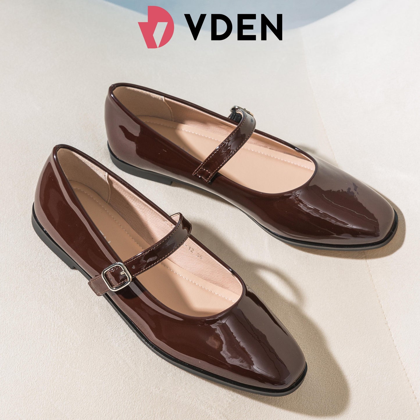 VDEN Patent Square Toe Mary Janes Shoes For Women 0.5INCH/1.4CM 315-12 Korean Style Slip-on Elastic Flat Shoes Solid Color Simple Student Shoes