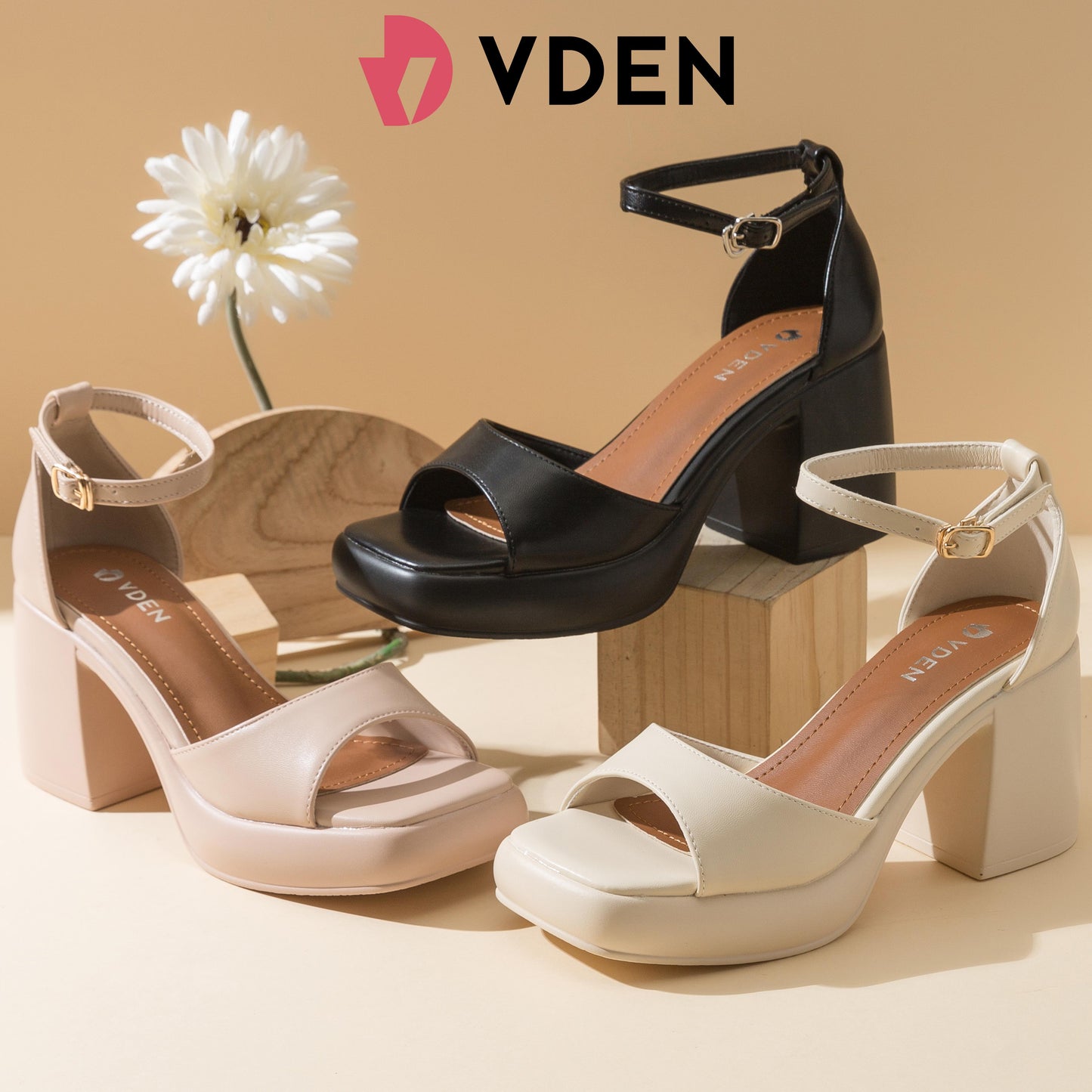 VDEN Elegant Ultrahigh Block Heeled Sandals 3.3INCH/8.3CM C08-2 Open-toe Sandals Thick-soled High-heeled Shoes Mary Jane High-heeled Shoes With Chunky Heels