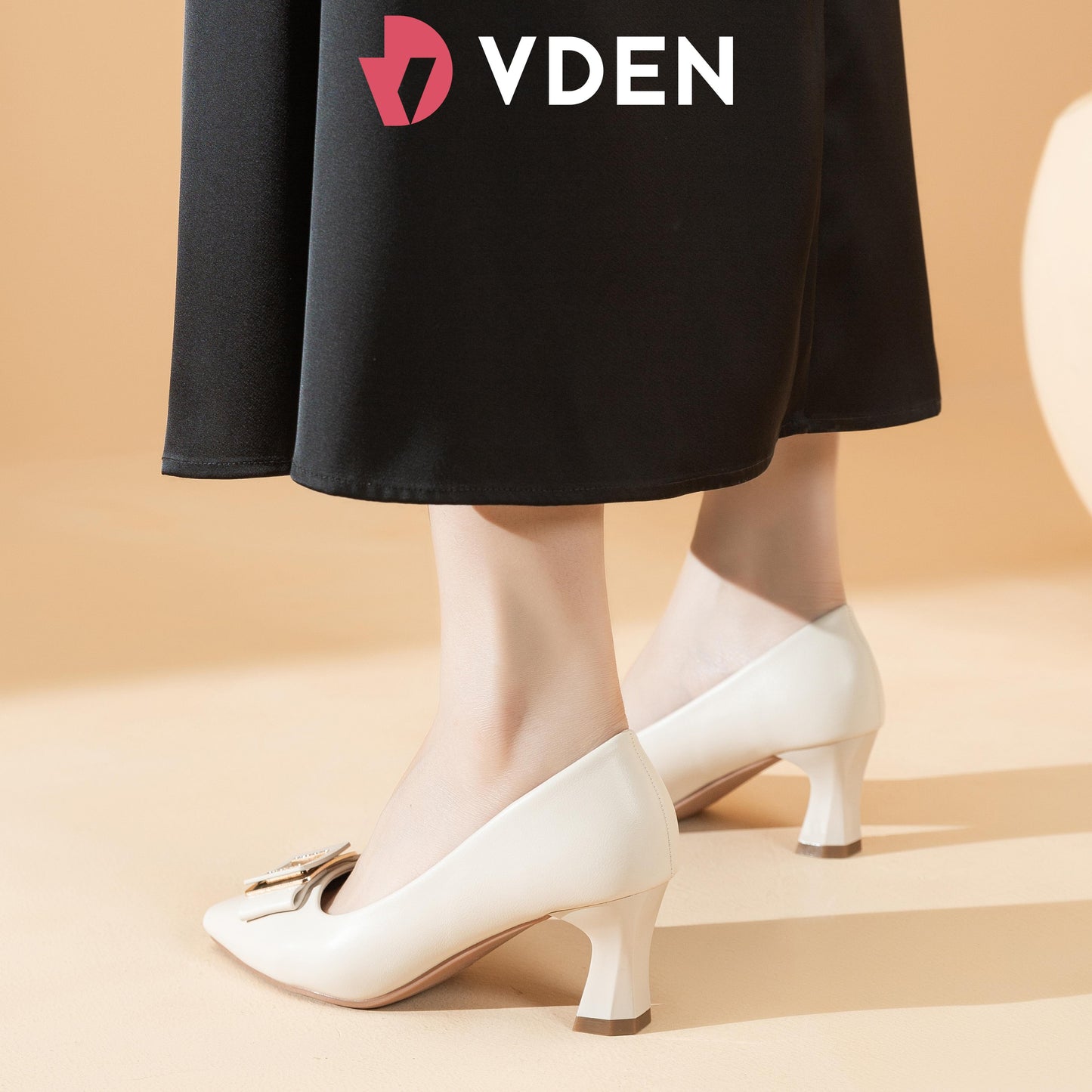 VDEN Pointed Buckle Mid heel Shoes For Women 6.3CM/2.5INCH 89-165 French Office Simple Style Pointed Toe Heels