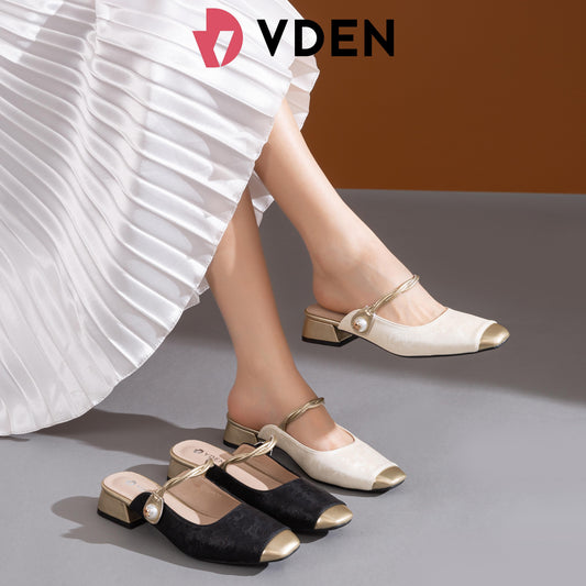 VDEN Block Heel Square Toe Mule Shoes for Women 3CM/1.1INCH K792-1