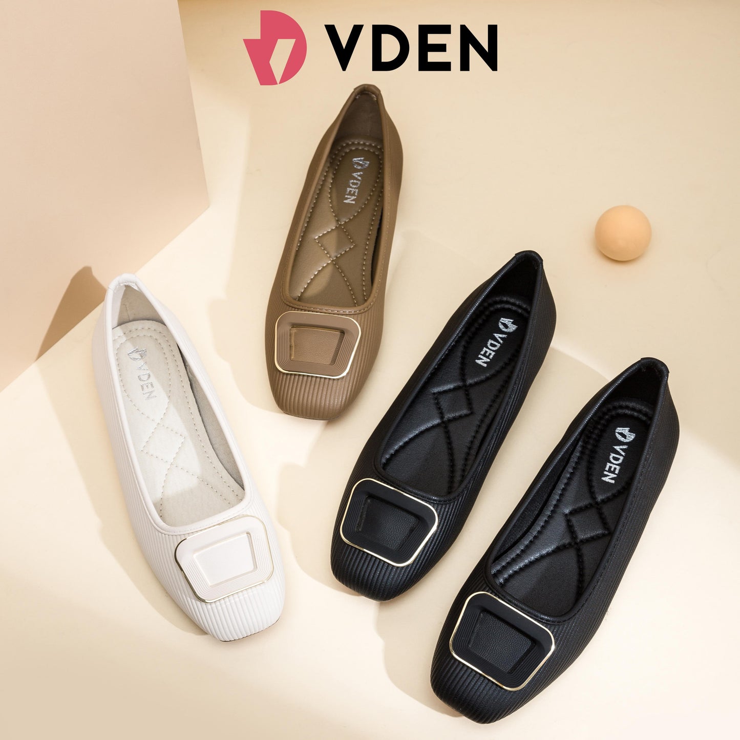 VDEN Women Fashion Square Toe Block Flat Shoes Business Work For Women 0.4INCH/1CM 182-21 Classic Buckled Ballet Flats Women’s Office Flats – Soft Slip-On Shoes With Stylish Buckle