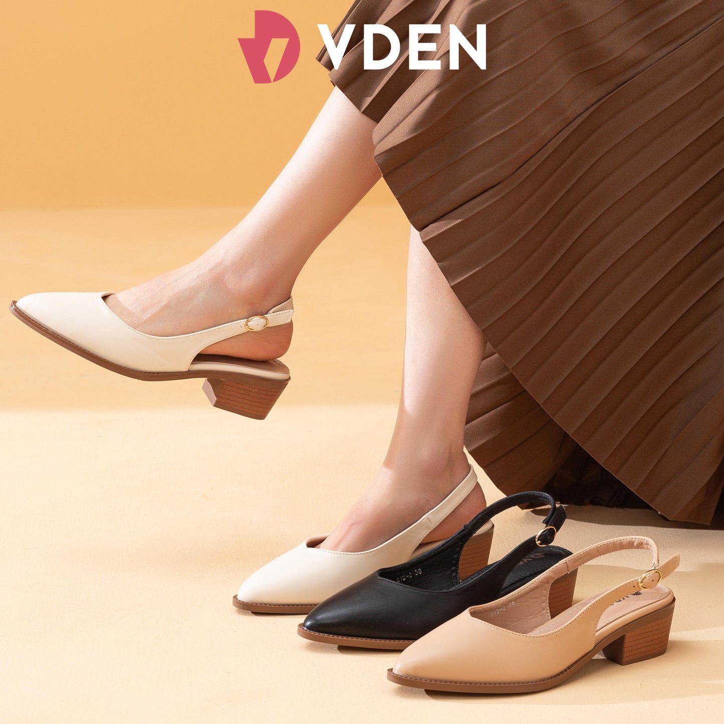 VDEN Slingback Comfortable and Stylish Block Heel Sandal for Office Casual Formal Wear 1.7INCH/4.3CM 812-2 Retro Wood Grain Block Heel Shoes For Women Back Strap Sandals Women's Office Shoes