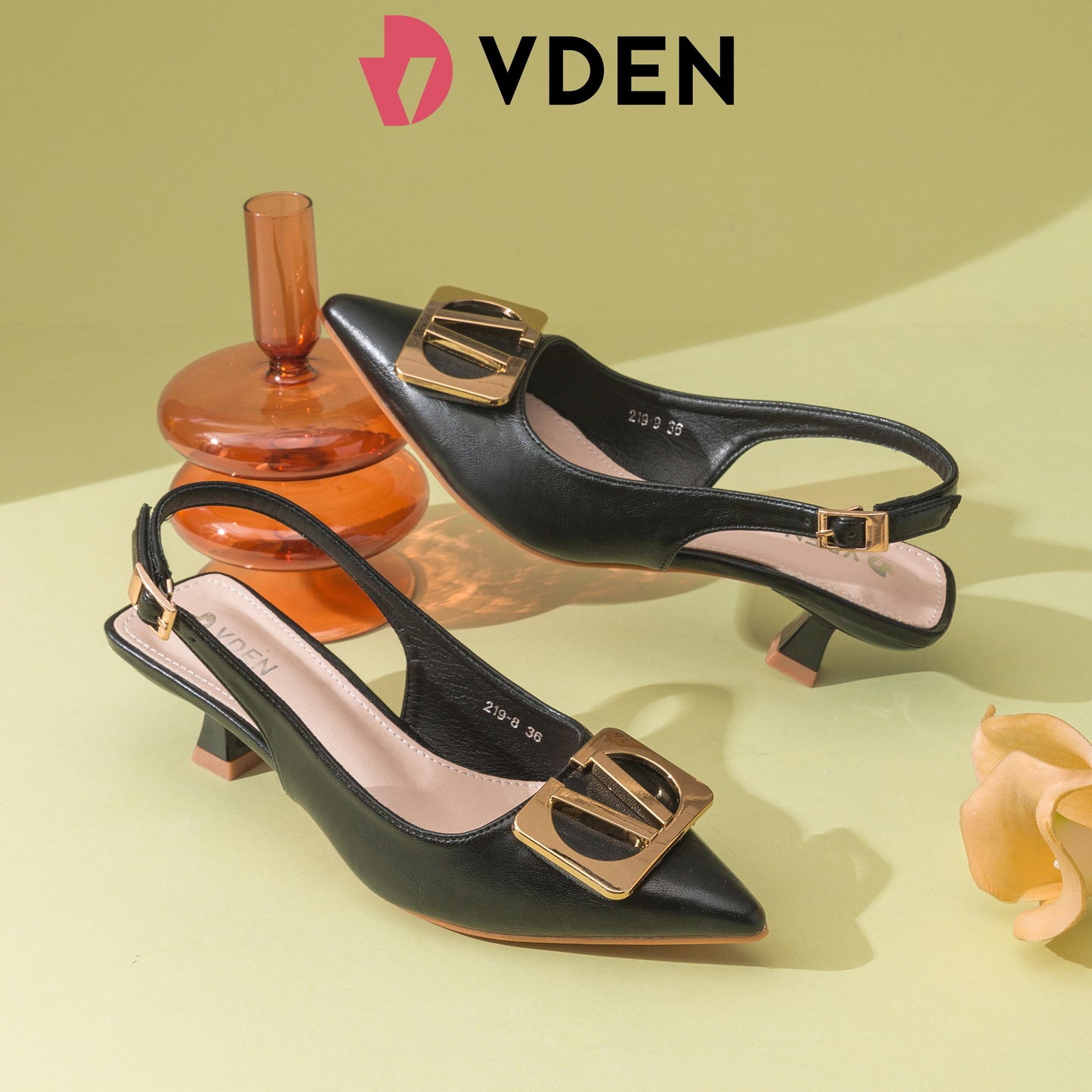 VDEN Slingback Leather Pointe Toe Pump Shoes 2INCH/5CM 219-9 Kitten Heel