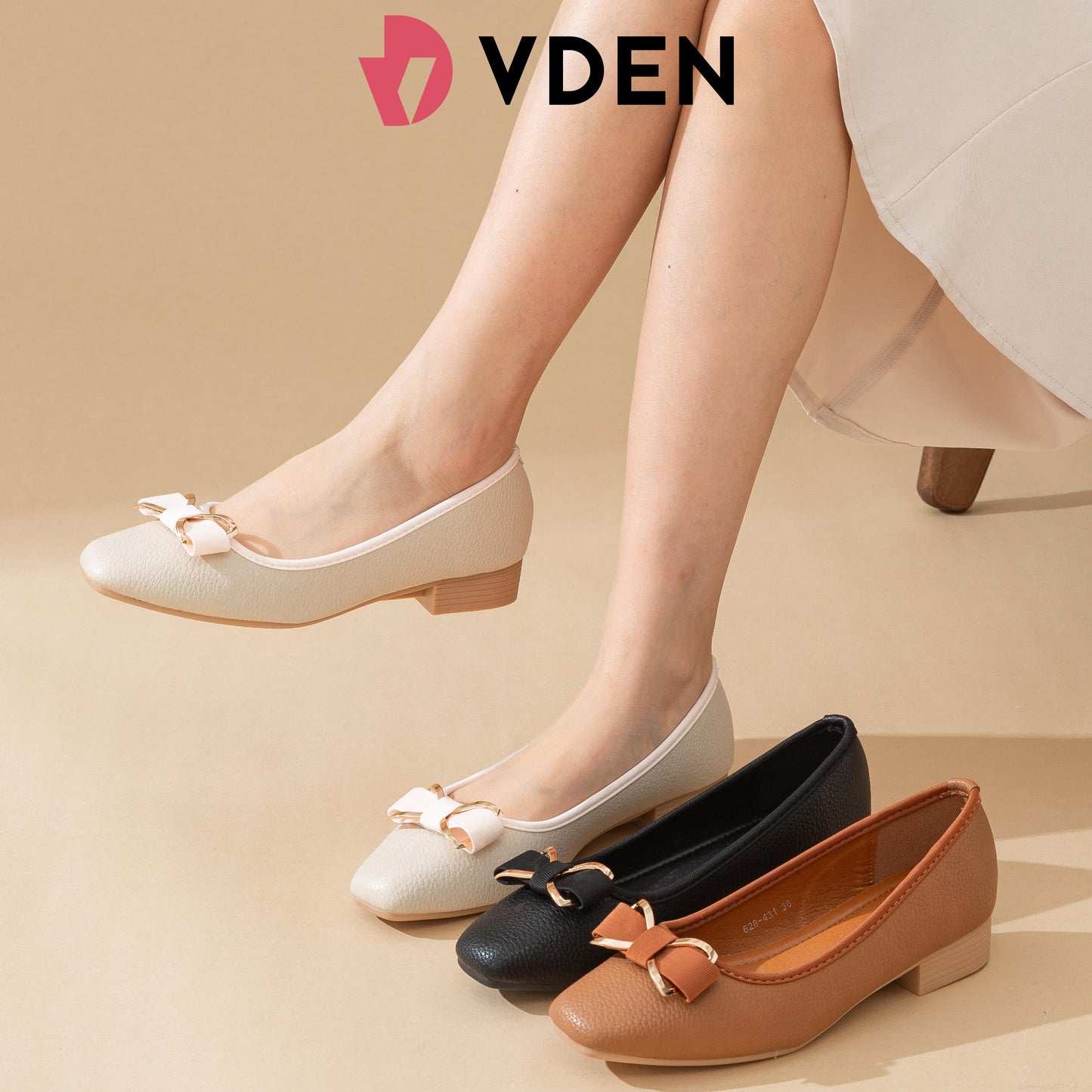 VDEN Women's Elegant Bow Shoes Women Square Toe Shoes For Women 1INCH/2.5CM 628-431 Square Toe Slip-on Shoes For Women Comfortable Commuting Office Shoes Soft Sole Walking Shoes Bowknot Decorated Low Thick Heels Square Toe Shoes For Women