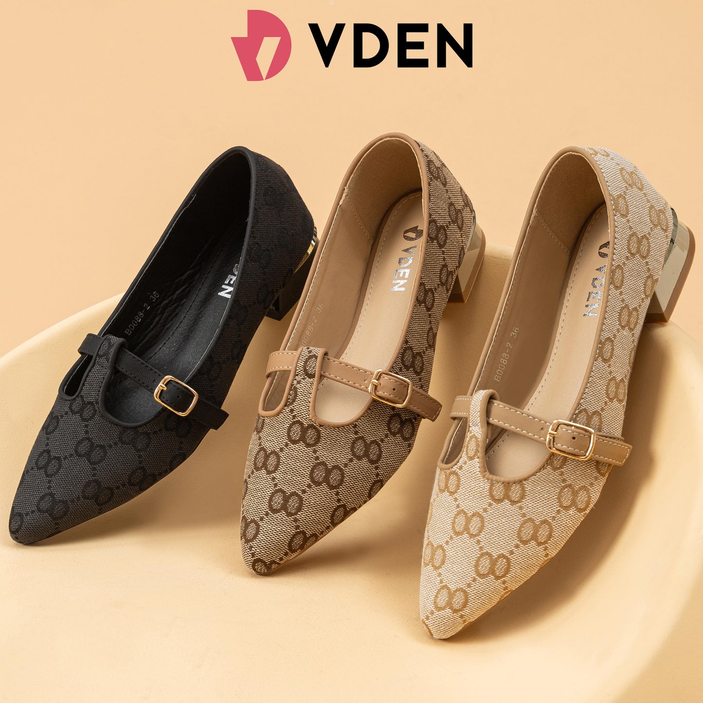 VDEN Women's Pointed Toe Loafers Shoes Old Money Style Slip-on Shoes For Women 1.1INCH/3CM B0088-2 Chunky Low Heel Loafers French Retro Style Slip-on Shoes For Women Braided Accessories Footwear