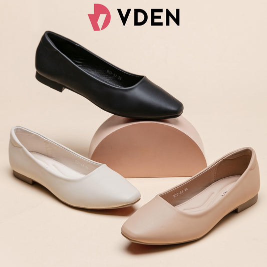 VDEN Women's Basic Soft Work Flats Leather Slip On Shoes Ballets 0.5INCH/1.3CM 928-A1 Korean Style Comfortable Simple Solid Color Flat Shoes Slip On Shoes For Women