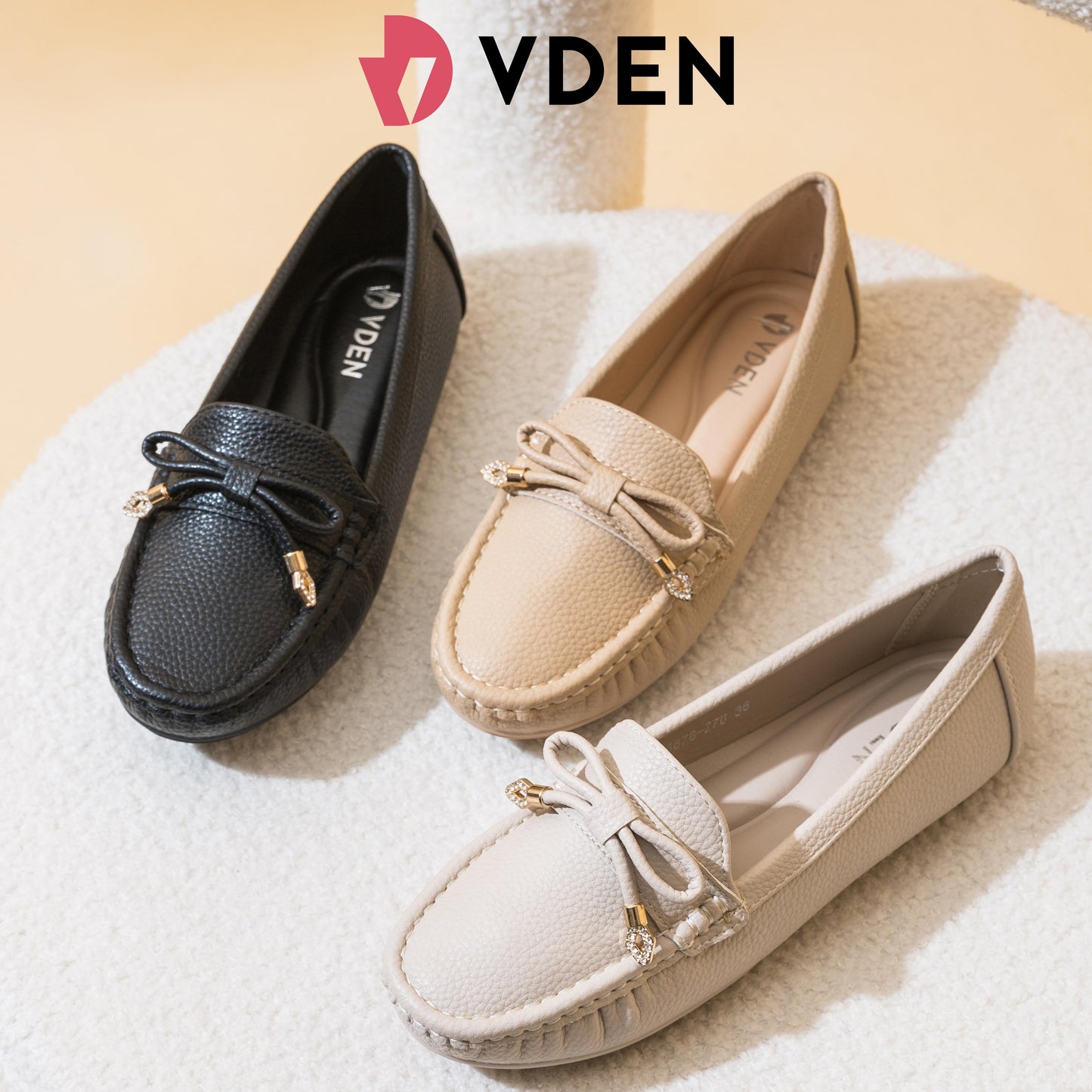 VDEN Women‘s Flat Slip-on Loafers Cream Chalk Leather Shoes For Women 0.8INCH/2CM Z6678-Z7B VDEN Ladies Loafers Shoes Women‘s Flats Pumps Slip On Office Work School Shoes Square Toe Flat Loafers Slip On With Rhinestones For Commuting Office Women's Shoes
