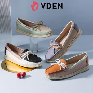 VDEN Lightweight Loafers With Color Block Design For Women 1INCH/2.5CM 6678-802 Ladies Flat Loafers With Stylish Design