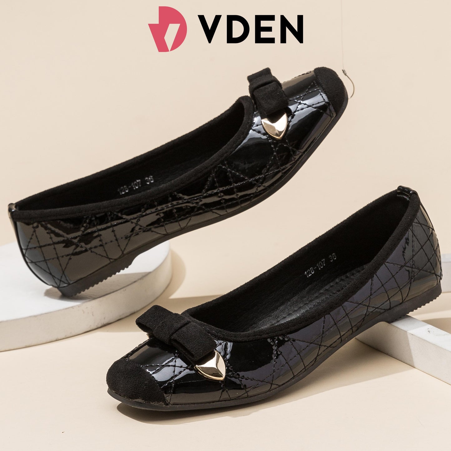 VDEN Soft Bowknot Flats Ballerina Ballets Square Toe Flat Shoes 0.4INCH/1CM 128-107