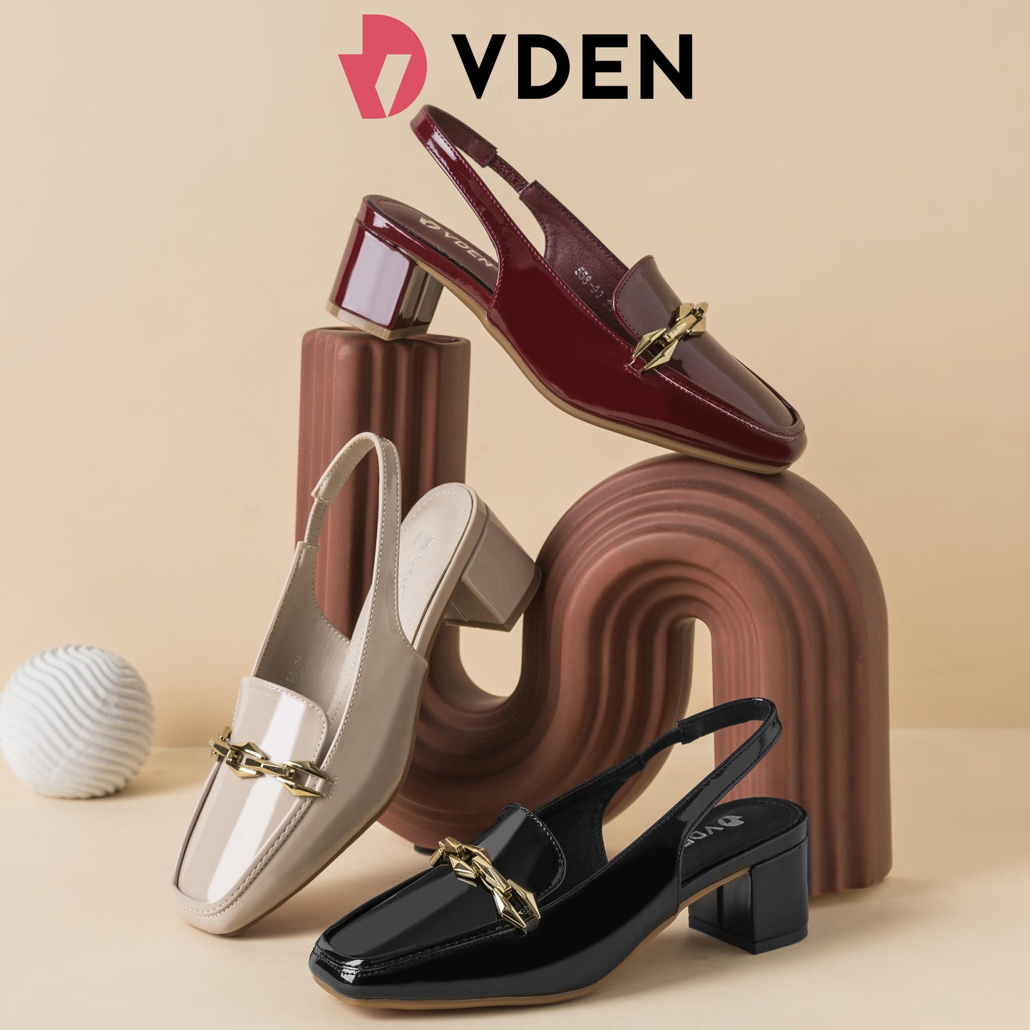 VDEN Women's Square Toe Chunky Heel Slingback Shoes Patent Leather 1.7INCH/4.5CM 558-90 Old Money Style Ladies' Rough Square Shoes Fashionable Patent Square Toe Slingback Chunky Heels Patent Leather Square Toe Block Heel Women's Sandals Shoes