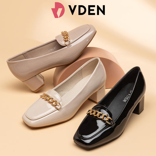 VDEN Loafer Heels Buckle Square Toe Shoes for Women 6CM/2.5INCH 78-Q1
