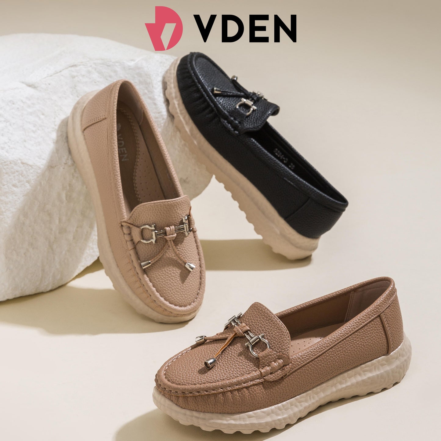 VDEN Women's Loafers With Decorative Buckle For Women 1.3INCH/3CM 9284-3 Thick-soled Old-Money Style Loafers With Soft Soles Comfortable Wedge Heels Slip-on Shoes For Women Casual Shoes Rocking Shoes