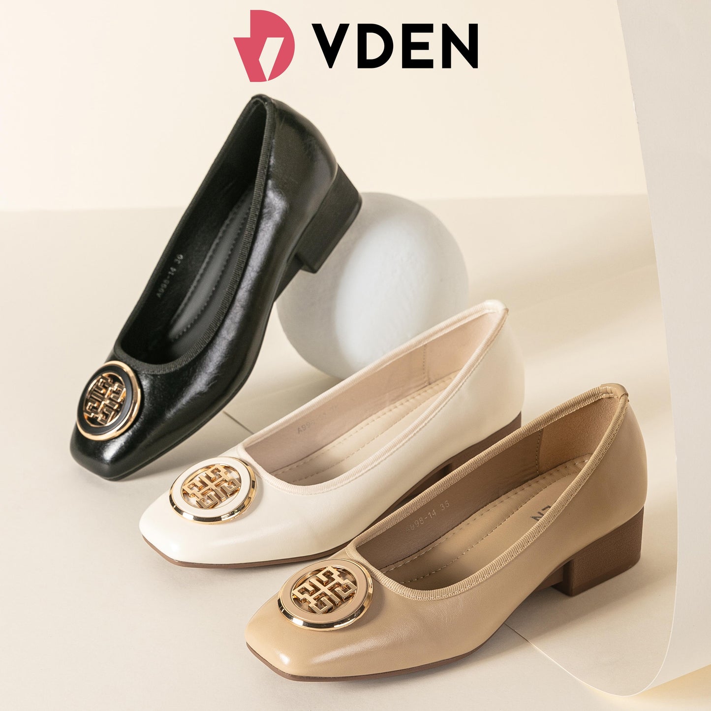 VDEN Fashionabke Solid tone Square-toe pumps For Women 1.2INCH/3CM A998-14Korean Style Comfortable Soft Sole Slip-on Women's Shoes Commuting Old Money Style Low Heels