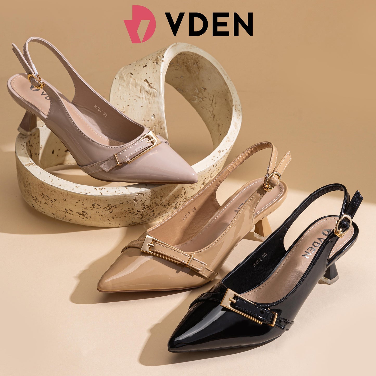 VDEN Pointed Toe Toe Heel Lace-up Summer Women's Shoes High-heeled Sandals 2.5INCH/6.4CM HZ07 Korean Kitten Heels Patent Leather Simple Slingback Shoes Elegant Intellectual Heels