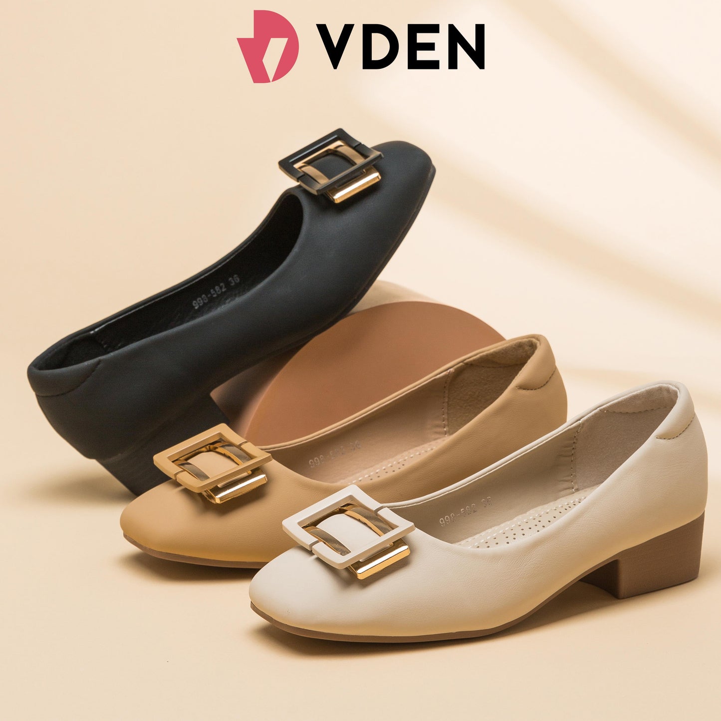 VDEN Dainty Square Toe Pumps for Women 3CM/1.2INCH Ladies Slip-on Loafers Women's Mid Chunky Toe Classy Shoes998-582 Simple Student Shoes High-end Office Shoes Square Buckle Block Heels Comfort