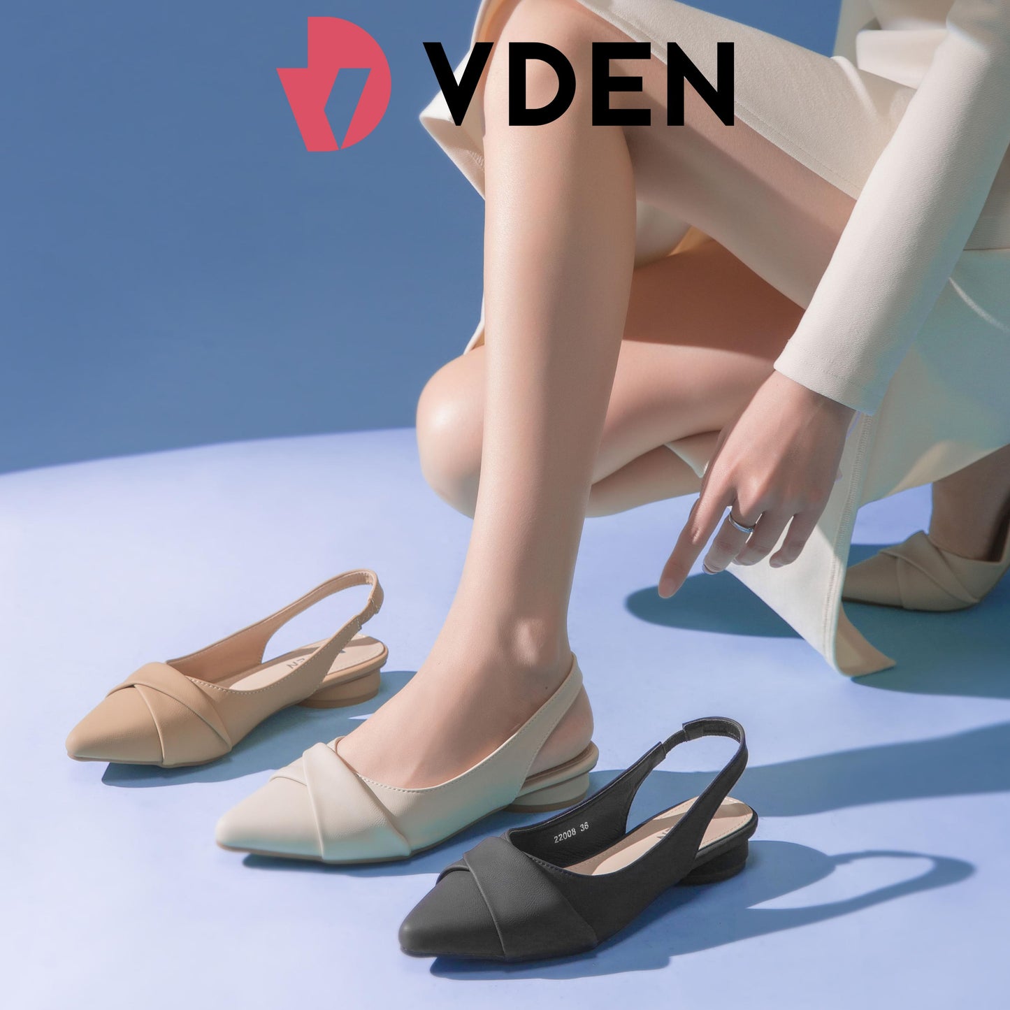 VDEN Pointed Mules Slingback Flat Shoes 22008 Pointed Toe Flat Heel (1 cm or less) Summer