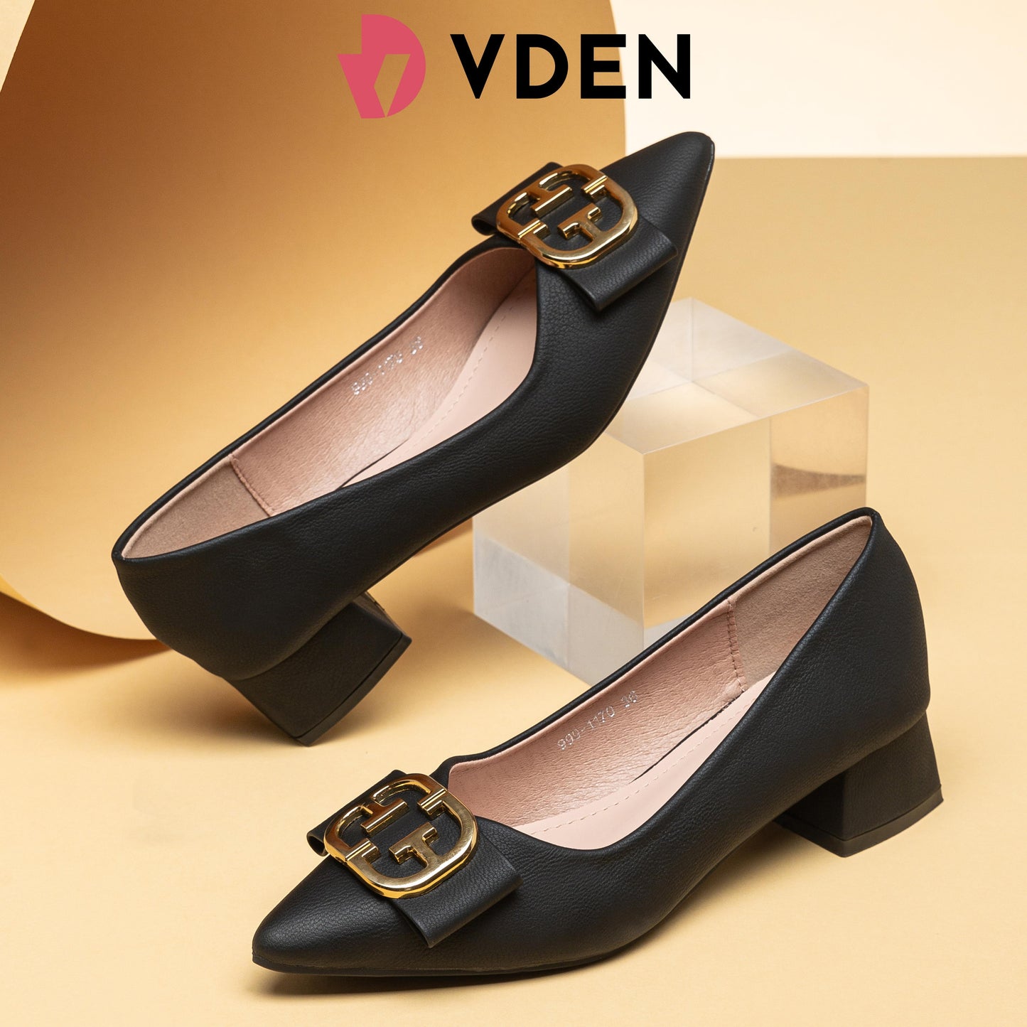 VDEN Women's Pointed Toe Thick Heels Office Retro Heels Women's Shoes 1.5INCH/4CM 999-1170