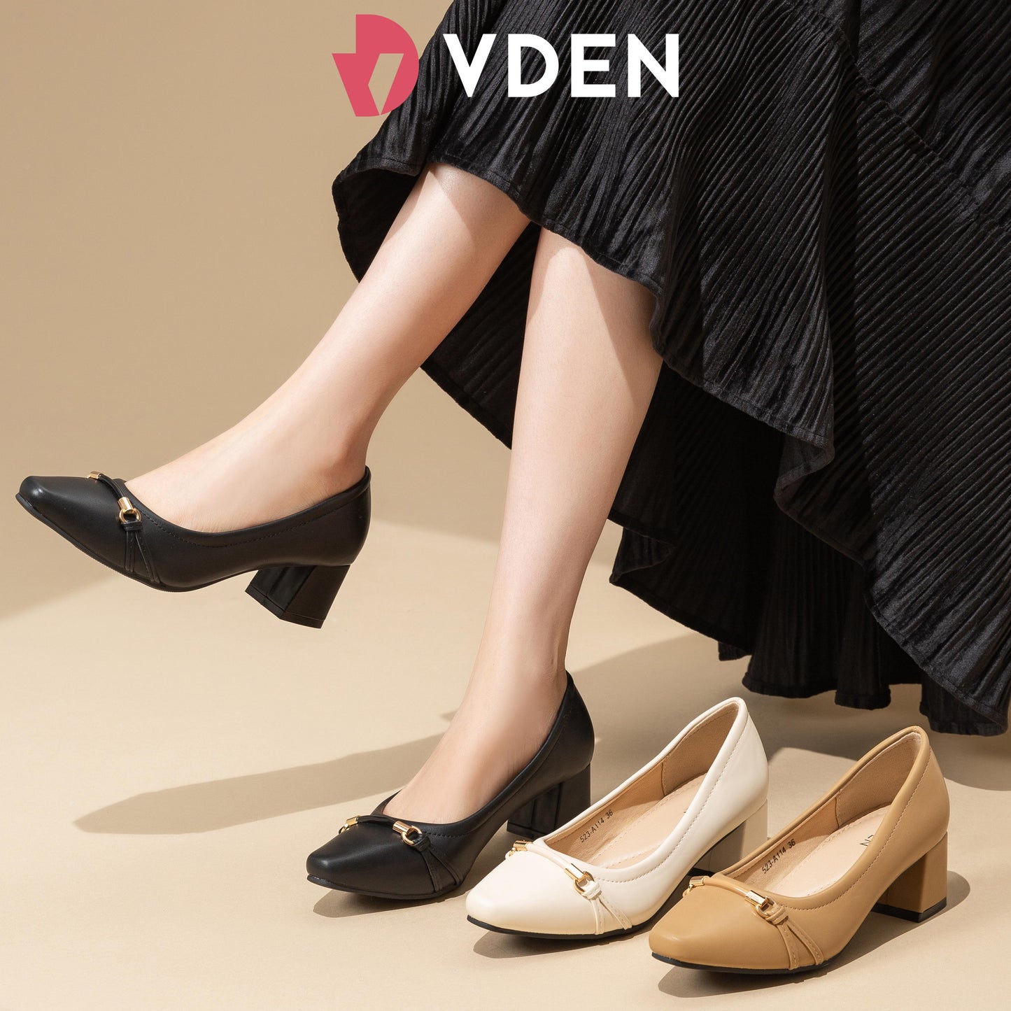 VDEN Chunky Heel Casual Women's Shoes Pumps Leather Comfortable Square Toe Shoes 1.9INCH/5CM 523-A114 Korean StyleS Simple Office Heels Thick Heel Women's Shoes Old Money Style Heels Shoes