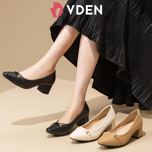VDEN Chunky Heel Casual Women's Shoes Pumps Leather 1.9INCH/5CM 523-A114