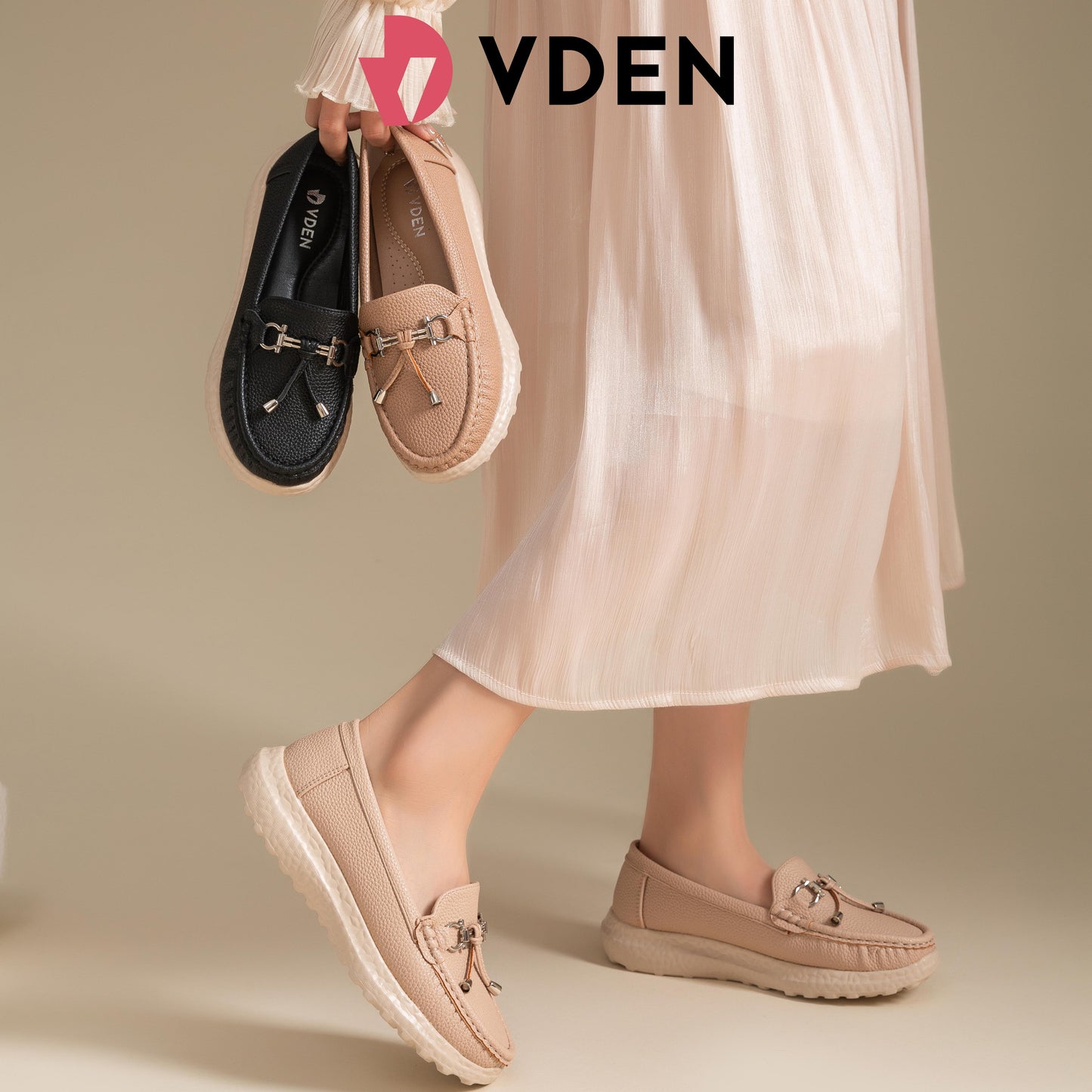 VDEN Women's Loafers With Decorative Buckle For Women 1.3INCH/3CM 9284-3 Thick-soled Old-Money Style Loafers With Soft Soles Comfortable Wedge Heels Slip-on Shoes For Women Casual Shoes Rocking Shoes
