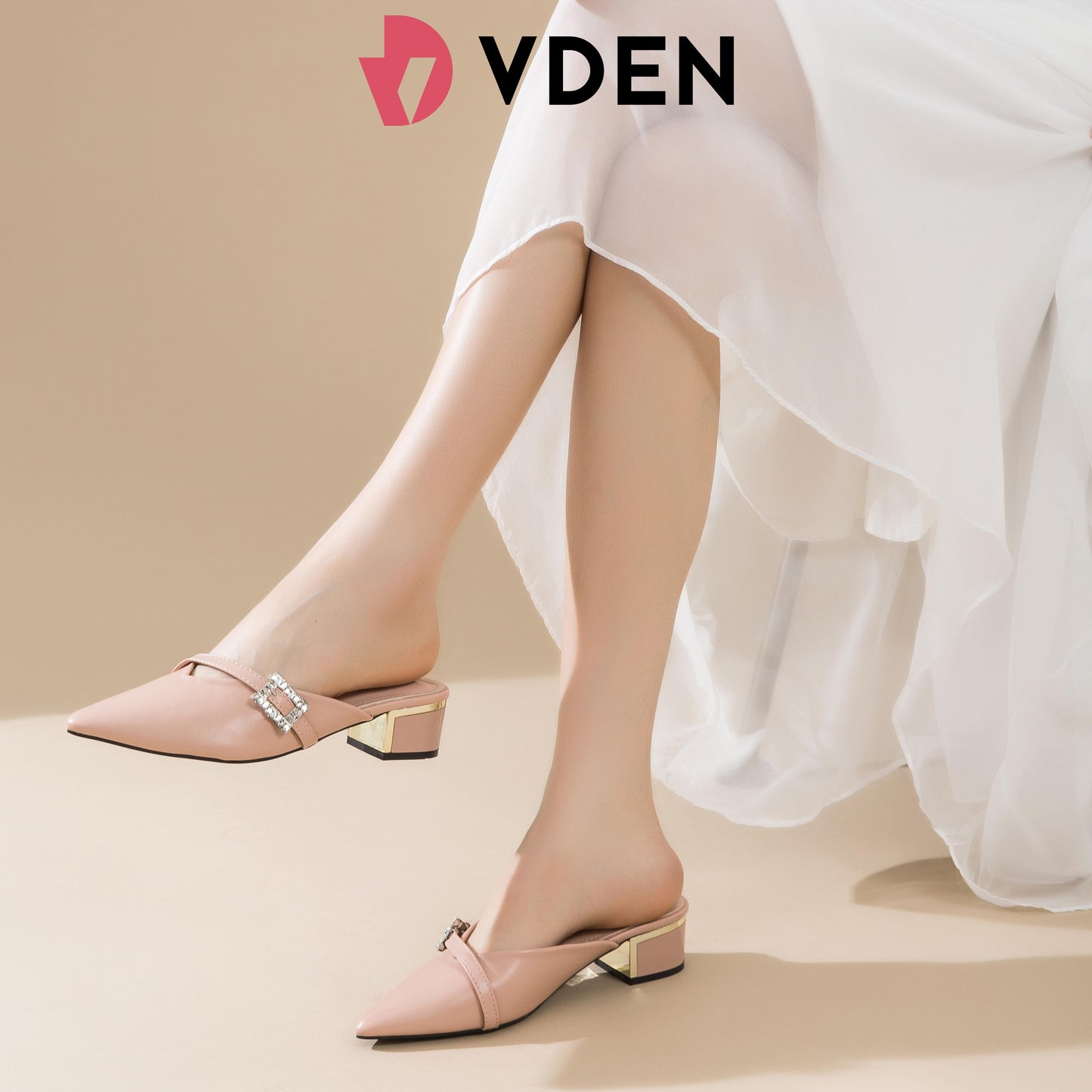 VDEN Classy Pointed half Shoes For Women 1.5INCH/4CM 1167 Comfortable And Versatile Mules With Pointed Toes And Slight Heel