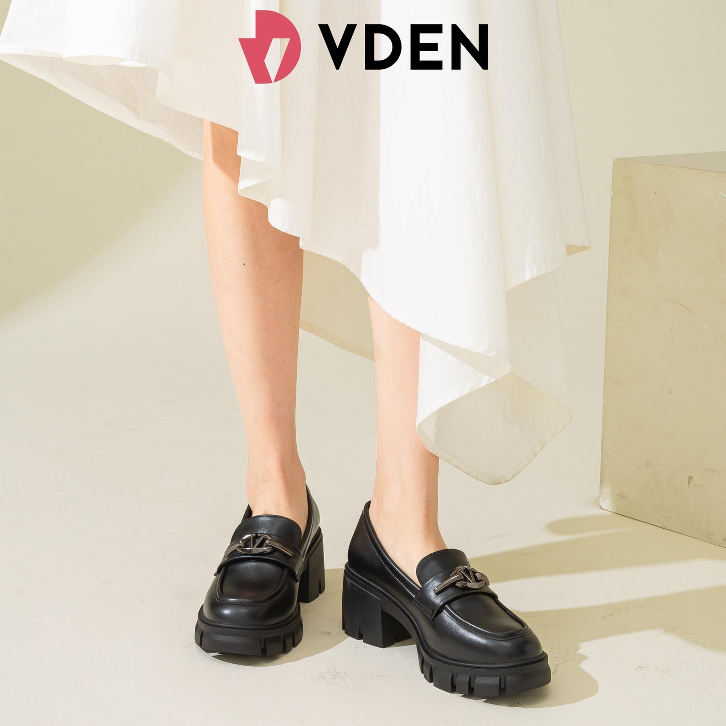 VDEN Walking Shoes  Leisure High Heels Loafer Artificial Leather For Women 2.2INCH/6CM 6958-L3 Korean British Style Height Increasing Casual Shoes Campus Black Leather Shoes  Elegant Footwear