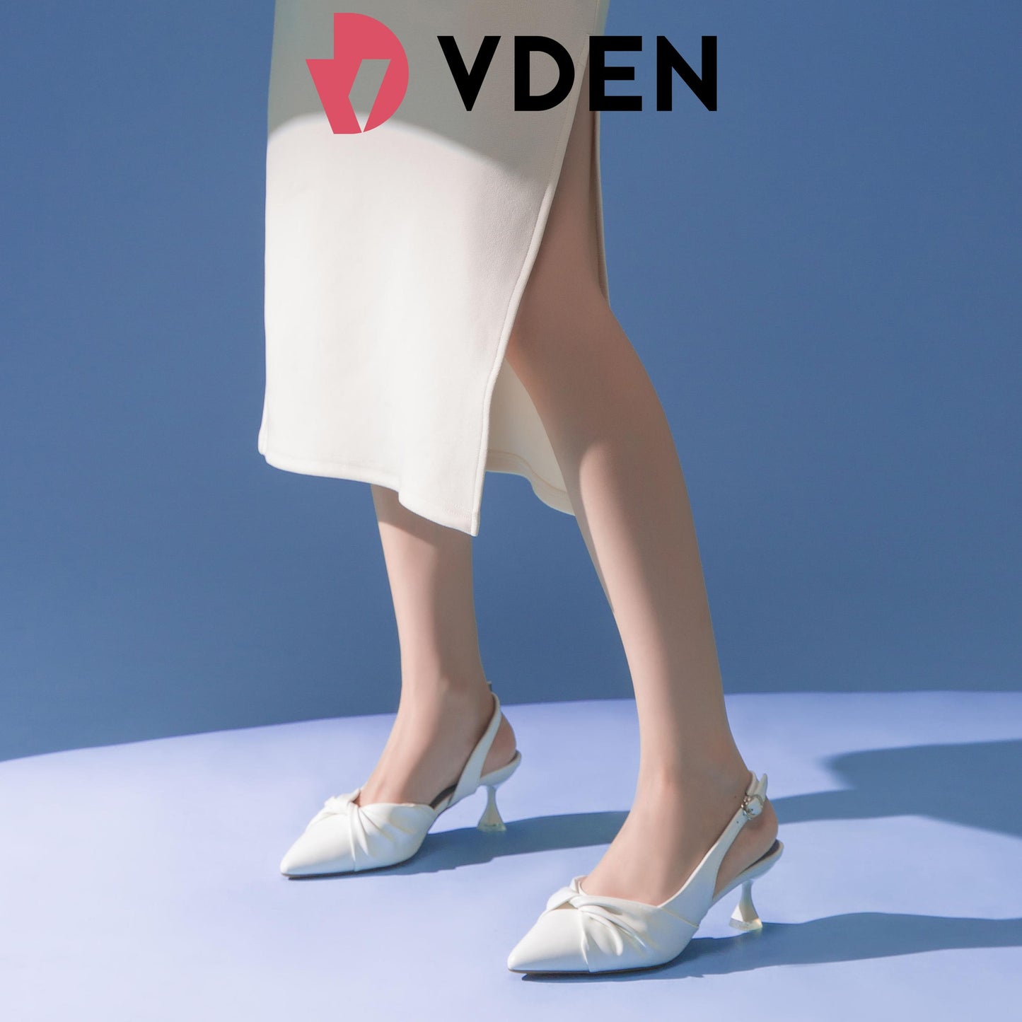VDEN Women Pleated Design Kitten Heels Elegant Pointed Toes 7718-1 Low Heel (1-3 cm) Pointed Toe Micro Heels