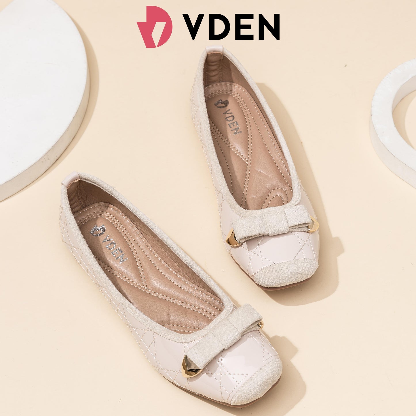 VDEN Soft Bowknot Flats Ballerina Ballets Square Toe Flat Shoes 0.4INCH/1CM 128-107