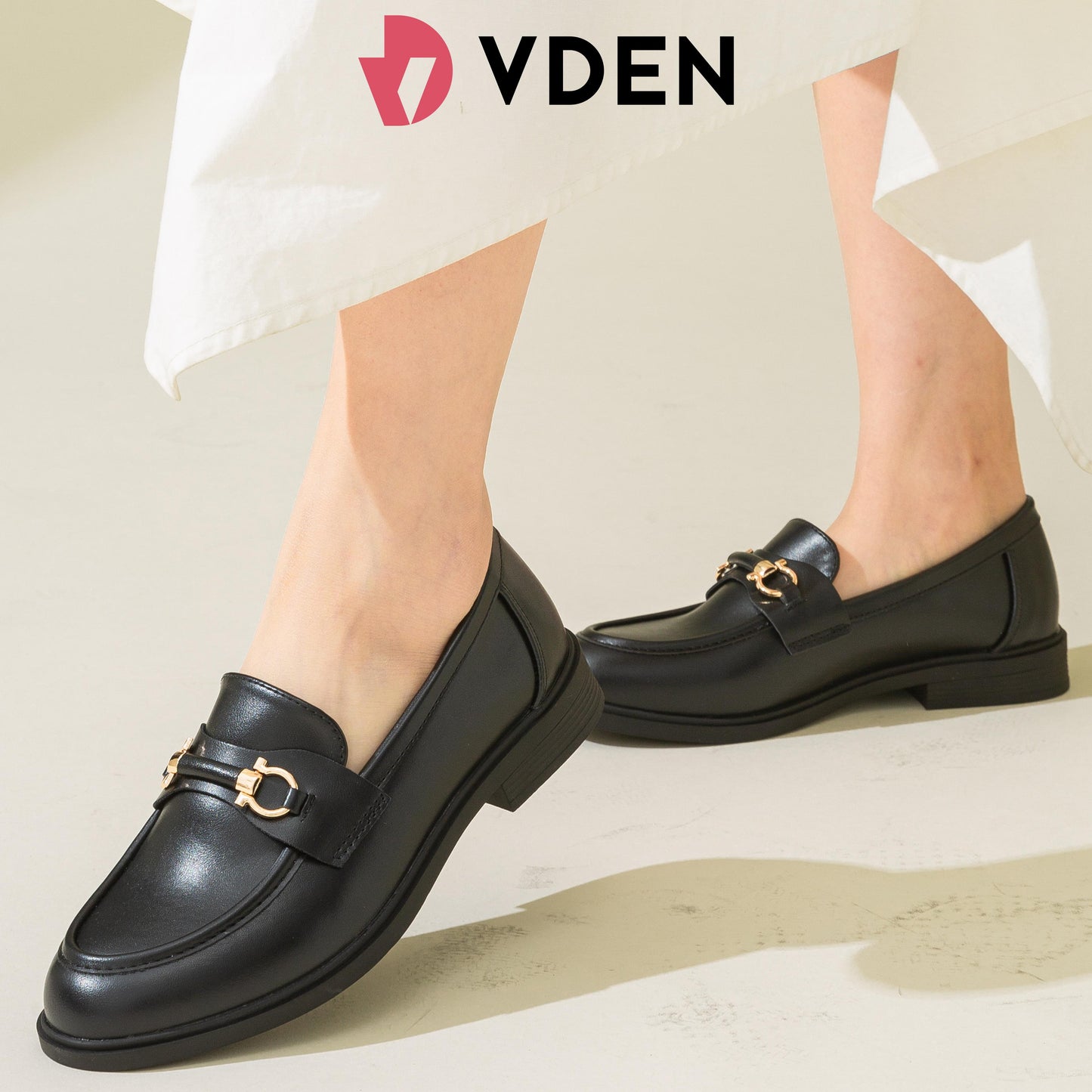 VDEN Loafers For Women Chunky Platform Penny Loafers Slip On School Shoes 1INCH/2.5CM 7123-1B Women's Loafers Slip-On Leather Shoes Low Heel Round Head Formal Korean Style British Style Slip-on Flat Shoes Soft Sole Versatile