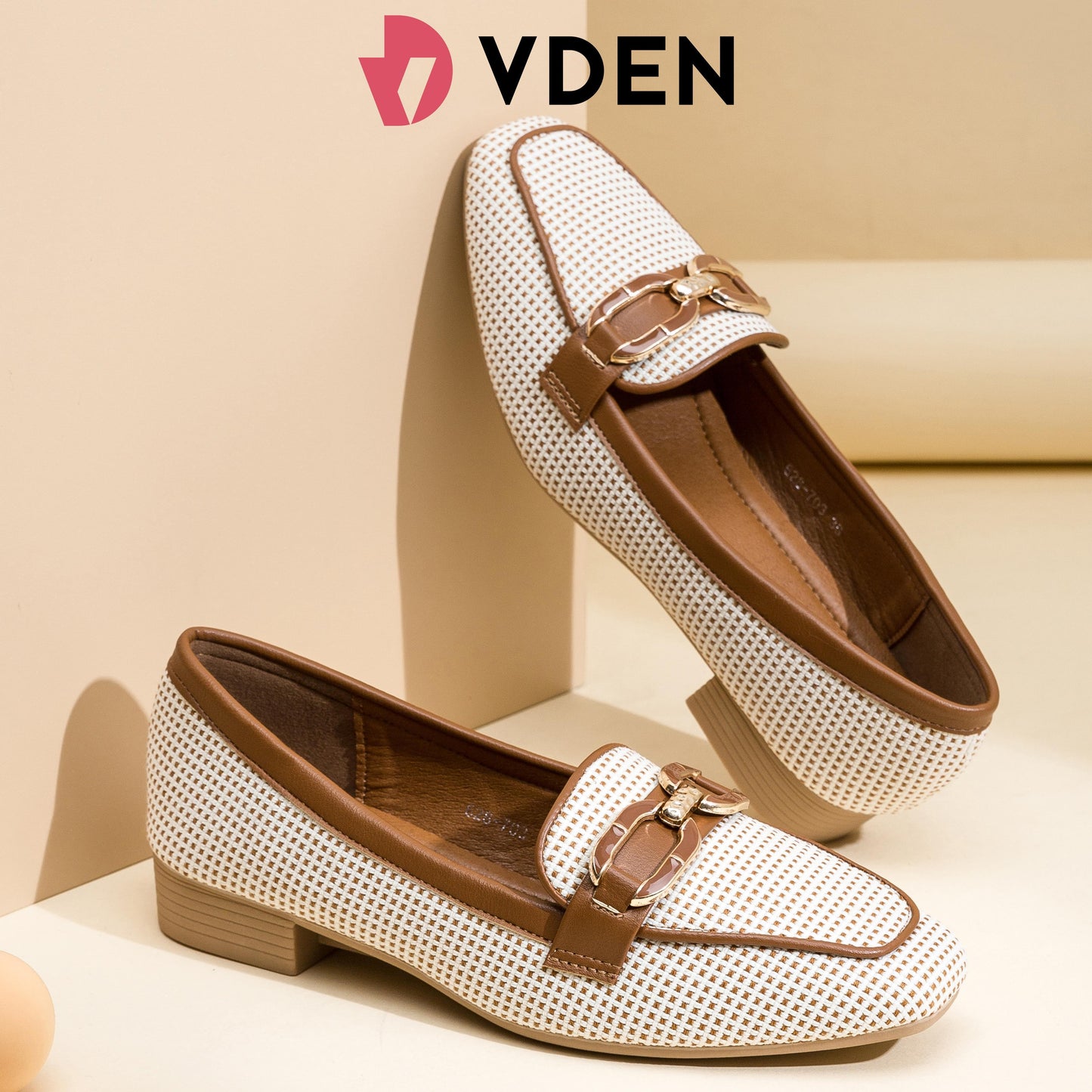 VDEN Slip-On Loafers Dress Shoes Black With Dots Design 1INCH/2.5CM 628-703